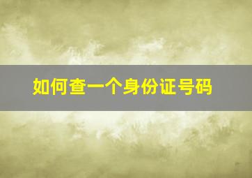 如何查一个身份证号码