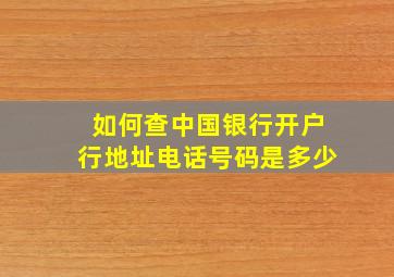 如何查中国银行开户行地址电话号码是多少