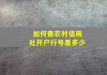 如何查农村信用社开户行号是多少