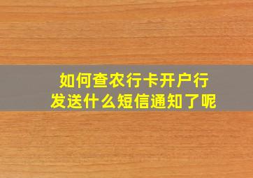 如何查农行卡开户行发送什么短信通知了呢