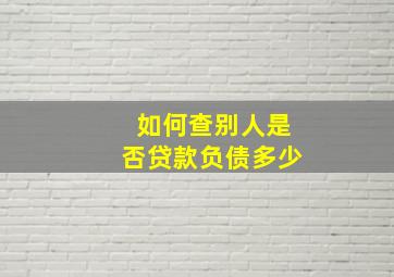 如何查别人是否贷款负债多少