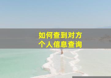 如何查到对方个人信息查询