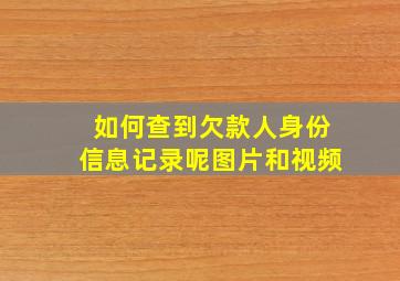 如何查到欠款人身份信息记录呢图片和视频