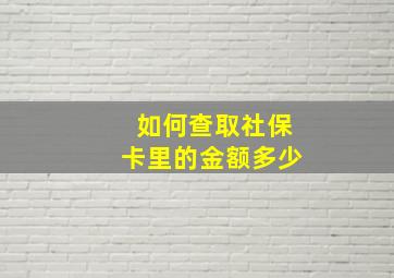 如何查取社保卡里的金额多少