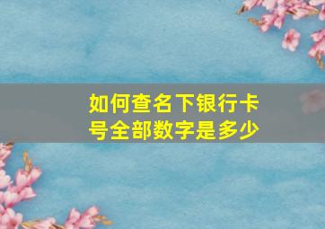 如何查名下银行卡号全部数字是多少