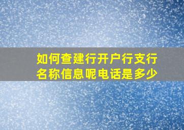 如何查建行开户行支行名称信息呢电话是多少