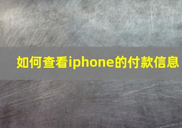 如何查看iphone的付款信息