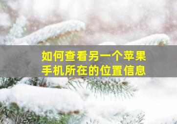 如何查看另一个苹果手机所在的位置信息