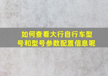 如何查看大行自行车型号和型号参数配置信息呢