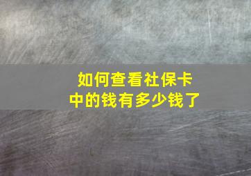 如何查看社保卡中的钱有多少钱了