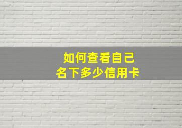 如何查看自己名下多少信用卡