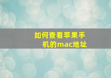 如何查看苹果手机的mac地址