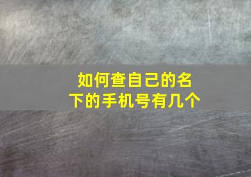 如何查自己的名下的手机号有几个