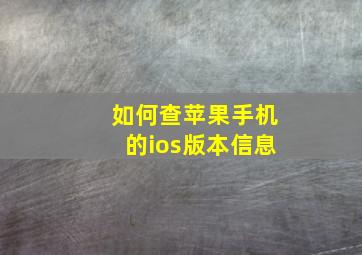 如何查苹果手机的ios版本信息