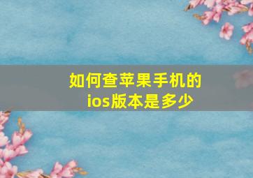 如何查苹果手机的ios版本是多少