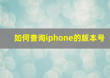 如何查询iphone的版本号