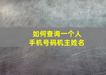 如何查询一个人手机号码机主姓名