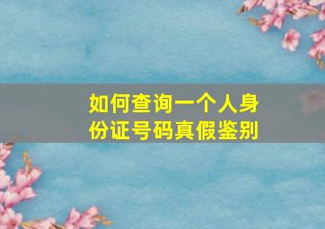 如何查询一个人身份证号码真假鉴别