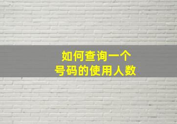 如何查询一个号码的使用人数