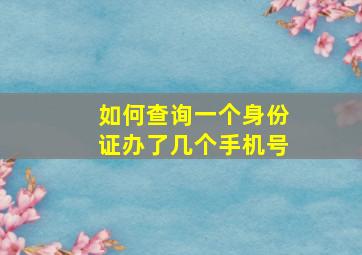 如何查询一个身份证办了几个手机号