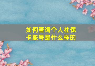 如何查询个人社保卡账号是什么样的