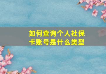 如何查询个人社保卡账号是什么类型