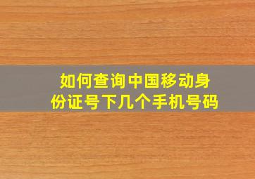 如何查询中国移动身份证号下几个手机号码