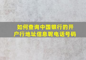 如何查询中国银行的开户行地址信息呢电话号码