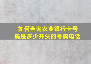 如何查询农业银行卡号码是多少开头的号码电话