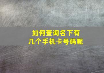 如何查询名下有几个手机卡号码呢