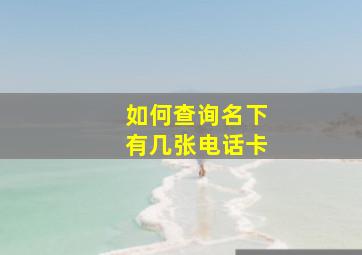 如何查询名下有几张电话卡