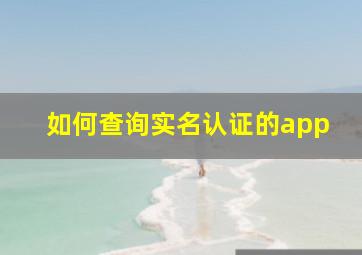 如何查询实名认证的app