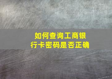 如何查询工商银行卡密码是否正确