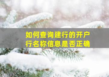 如何查询建行的开户行名称信息是否正确