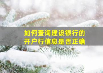 如何查询建设银行的开户行信息是否正确