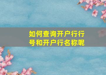 如何查询开户行行号和开户行名称呢