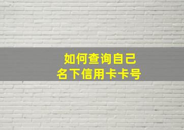 如何查询自己名下信用卡卡号