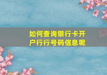 如何查询银行卡开户行行号码信息呢