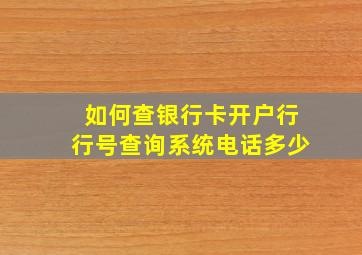 如何查银行卡开户行行号查询系统电话多少