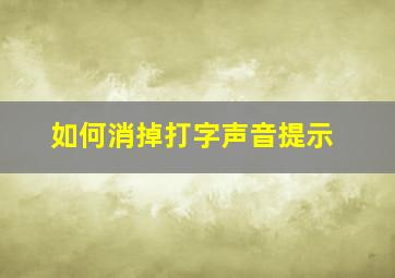 如何消掉打字声音提示