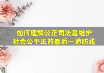 如何理解公正司法是维护社会公平正的最后一道防线