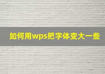 如何用wps把字体变大一些