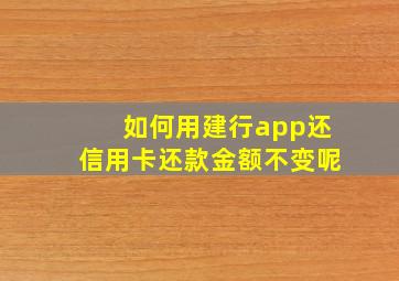 如何用建行app还信用卡还款金额不变呢