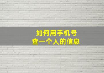 如何用手机号查一个人的信息