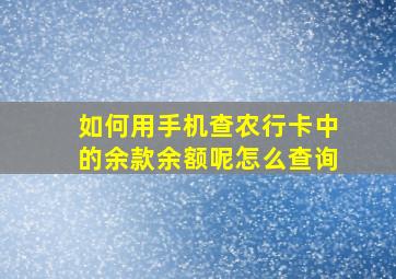 如何用手机查农行卡中的余款余额呢怎么查询