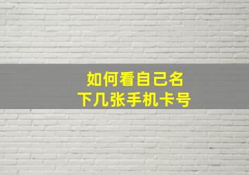 如何看自己名下几张手机卡号