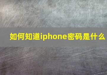 如何知道iphone密码是什么