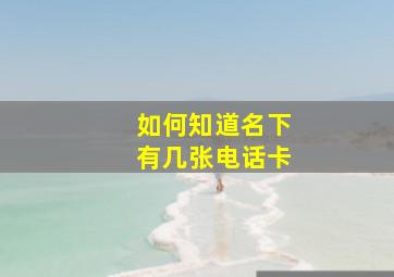 如何知道名下有几张电话卡