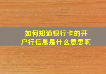 如何知道银行卡的开户行信息是什么意思啊