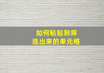 如何粘贴到筛选出来的单元格